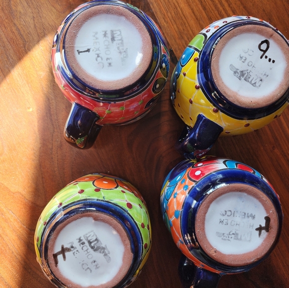 Talavera handmade soup mugs - set of 4. Holds about 15 ounces each. Hand painted - Picture 2 of 12
